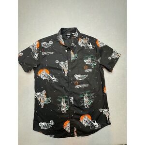 Our Universe Star Wars Mandalorian Button Down Shirt‎ Mens XL Black Short Sleeve